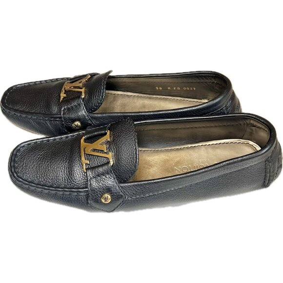Louis Vuitton Shoes - Authentic Louis Vuitton Women's Size 8.5 Black Leather Loafers Moccasin EU 38